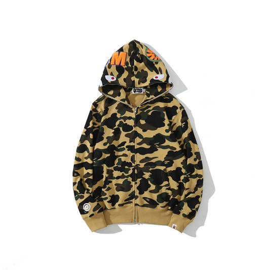 A Bathing Ape Shark Head Classic Fur Hoodie Yellow