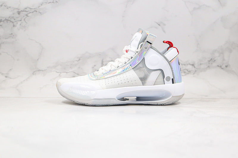 Nike Air Jordan 34 XXXIV Flight GS Unite White Metallic Sneakers