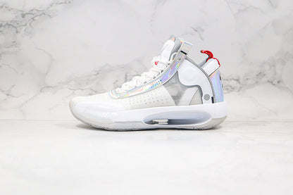 Nike Air Jordan 34 XXXIV Flight GS Unite White Metallic Sneakers