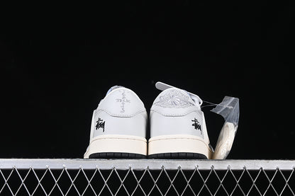 Travis Scott Fragment Design Nike Air Jordan 1 Low OG SP White Grey Black Sole Sneakers