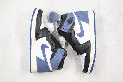 Nike Air Jordan 1 Retro High OG 2018 Black/White/Blue Moon Suede Sneakers