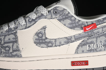 Nike Air Jordan 1 Low DIOR White Grey Sneakers