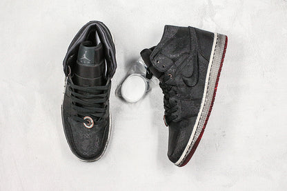 Nike Air Jordan 1 CLOT Mid Fearless Copper Coins Double-Deck Black Silk Tearable Version Sneakers