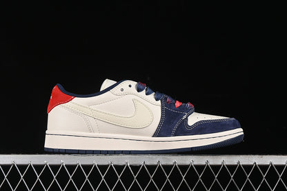 Travis Scott Fragment Design Nike Air Jordan 1 Low OG SP Red Blue White Sneakers