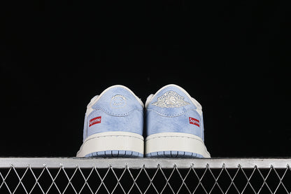 Nike Air Jordan 1 Low Supreme Travis Scott Fragment Design OG SP White Denim Light Blue Sneakers