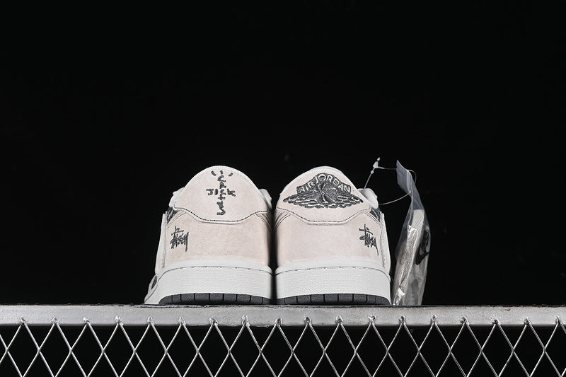 Travis Scott Fragment Design Nike Air Jordan 1 Low OG SP Charcoal Black Beige Sneakers