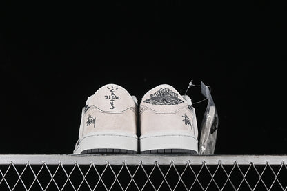Travis Scott Fragment Design Nike Air Jordan 1 Low OG SP Charcoal Black Beige Sneakers