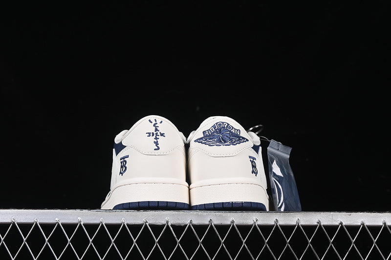 Travis Scott Fragment Design Nike Air Jordan 1 Low Burberry OG SP Blue Sole White Blue Sneakers