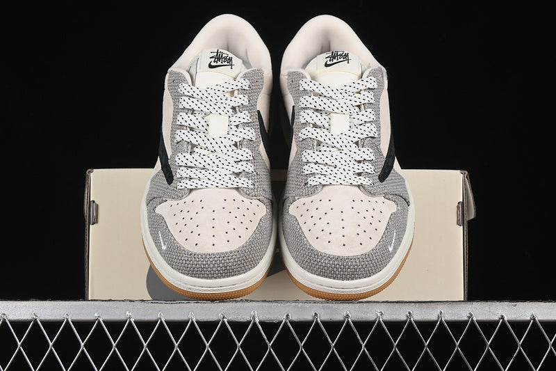 Travis Scott Fragment Design Nike Air Jordan 1 Low OG SP Brown Sole Grey White Sneakers