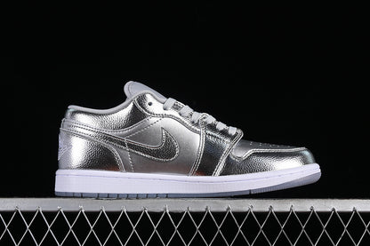 Nike Air Jordan 1 Low Metallic Silver Photon Dust Wolf Grey Sneakers
