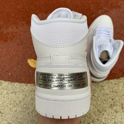 Nike Air Jordan 1 Retro Mid SE White Red Euro Tour 2020 Sneakers