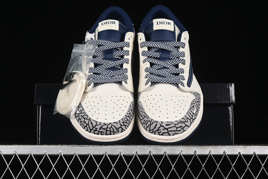 Nike Air Jordan 1 Low DIOR Travis Scott Fragment Design OG SP Black Cement White Navy Sneakers