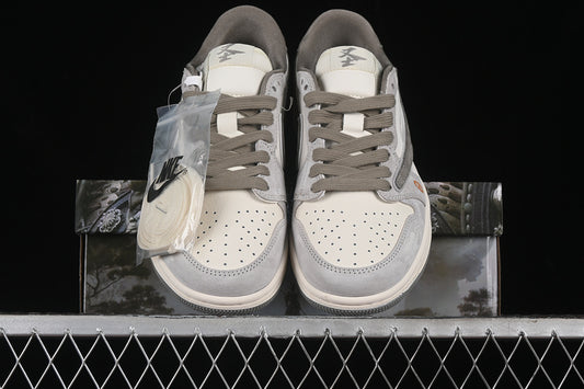 Nike Air Jordan 1 Low WU KONG Travis Scott Fragment Design OG SP White Brown Gray Sneakers