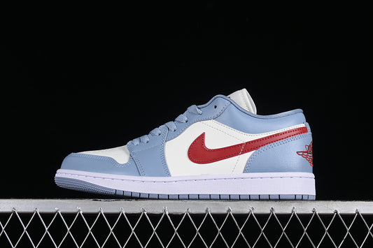 Nike Air Jordan 1 Low Sail Blue White Dune Red Sneakers