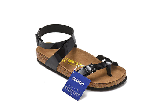 Birkenstock Single Button Black Ringfinger Patent Leather Sandals
