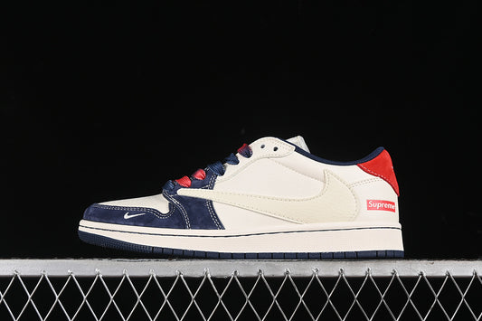 Travis Scott Fragment Design Nike Air Jordan 1 Low OG SP Red Blue White Sneakers