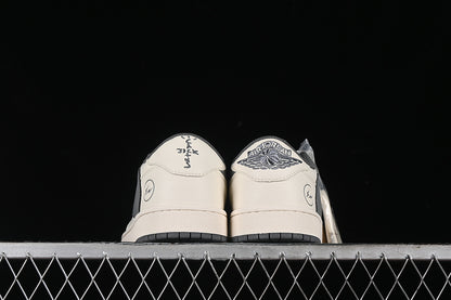Travis Scott Fragment Design Nike Air Jordan 1 Low OG SP Grey White Stylish Casual Sneakers