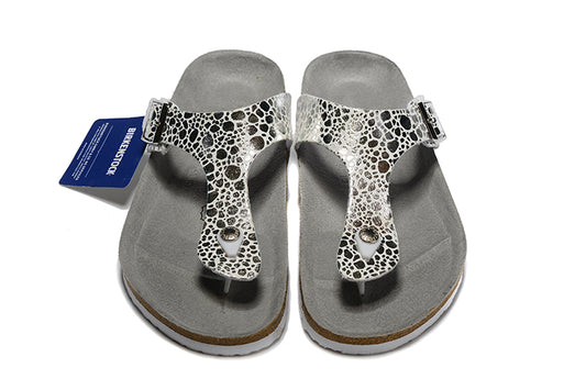 Birkenstock Black Metallic Stones Flip Flops Leather Sandals