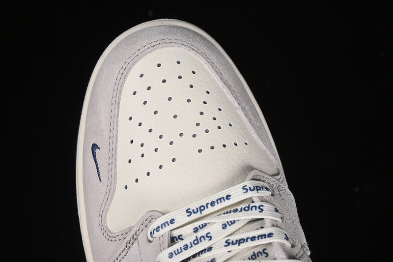 Nike Air Jordan 1 Low Supreme White Grey Blue Sneakers