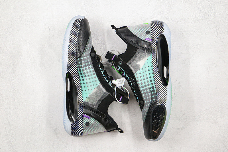 Nike Air Jordan XXXIV 34 Low Black Vapor Green Bleached Coral Sneakers