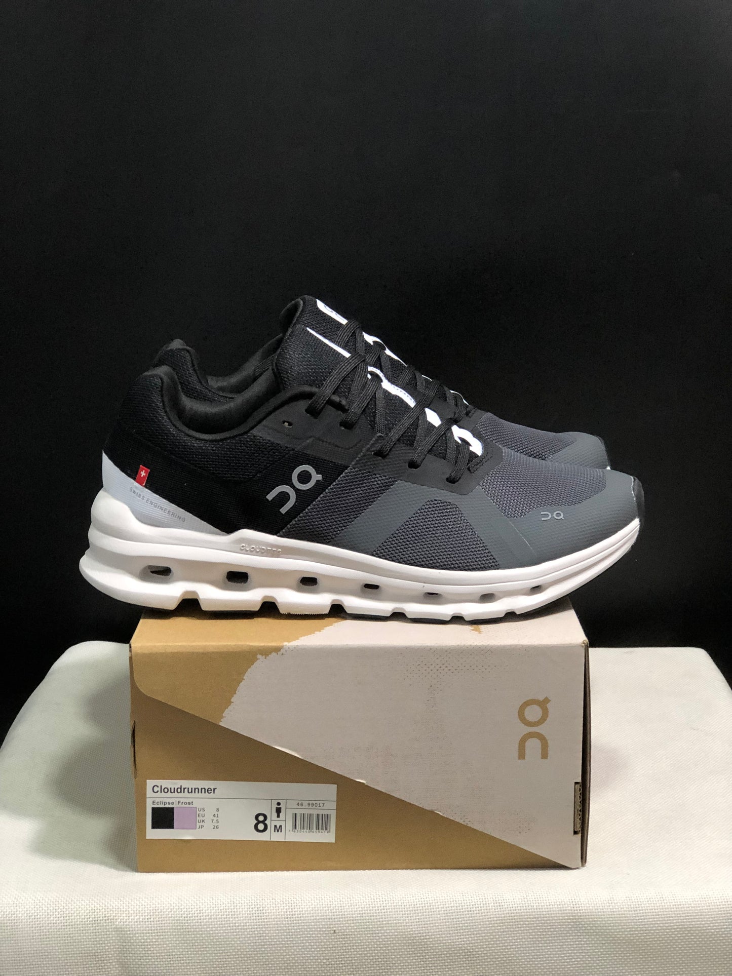 On Running Cloudrunner Anti-Slip Sports Running Shoes Black/Dark Grey