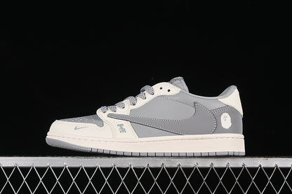 Nike Air Jordan 1 Low BAPE Travis Scott Fragment Design OG SP Grey White Sneakers