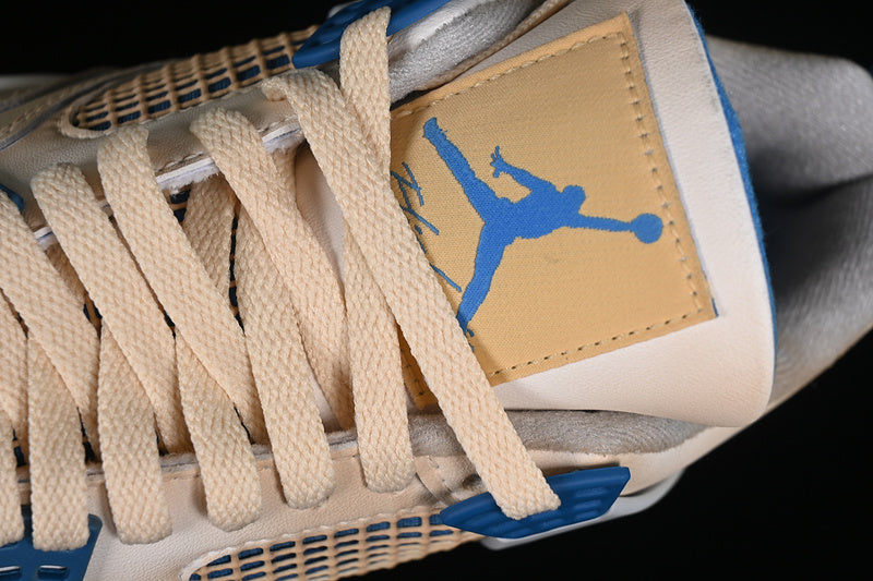 Nike Air Jordan 4 Retro White Military Blue Neutral Grey Sneakers