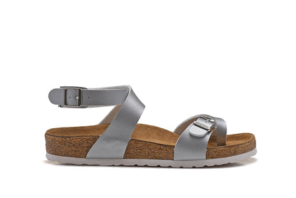 Birkenstock Single Button Silver Ringfinger Matte Leather Sandals