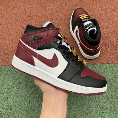 Nike Air Jordan 1 Mid SE Gold Pendants Beetroot/Black/White Sneakers
