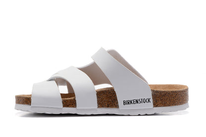 Birkenstock Single Button White Matte Leather Individuality Slippers