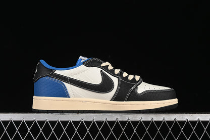 Nike Air Jordan 1 Low BAPE Travis Scott Fragment Design Blue Beige White Black Sneakers