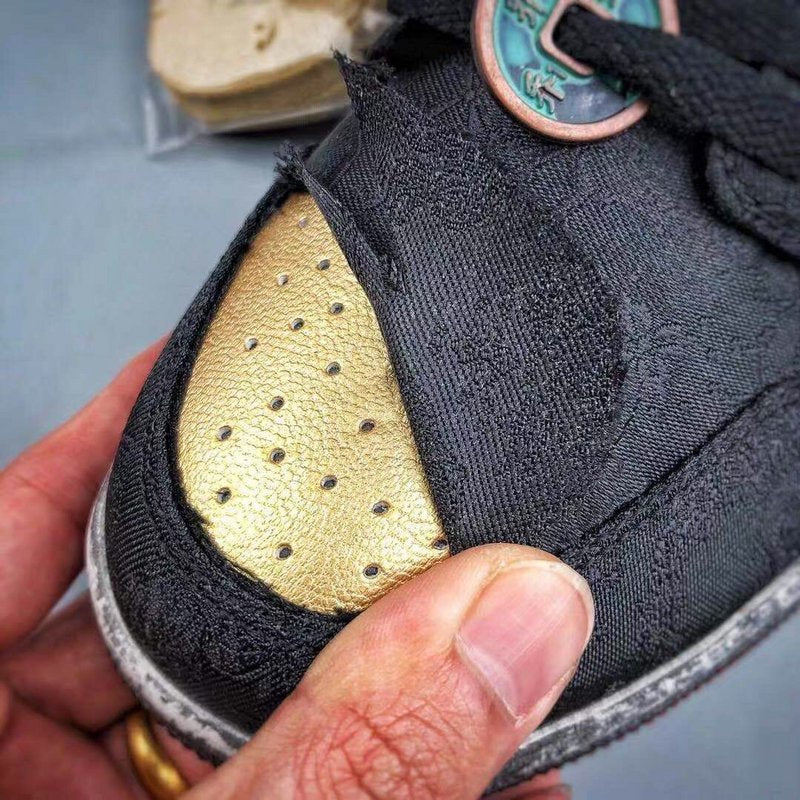 Nike Air Jordan 1 CLOT Mid Fearless Copper Coins Double-Deck Black Silk Tearable Version Sneakers