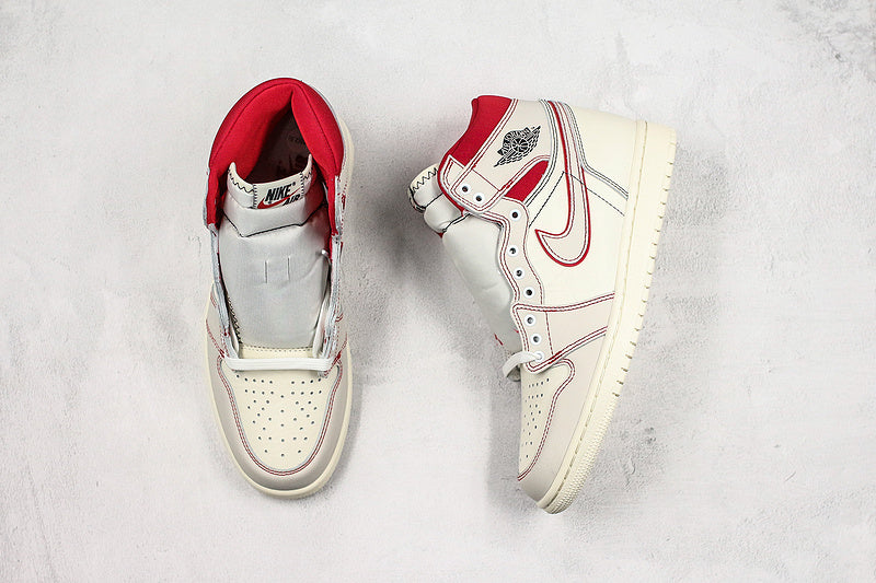 Nike Air Jordan 1 Retro High-Top Phantom White Red Sneakers