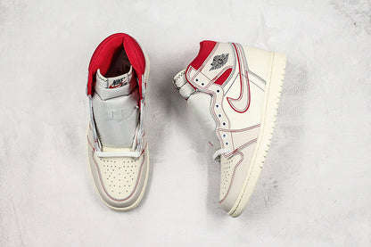 Nike Air Jordan 1 Retro High-Top Phantom White Red Sneakers
