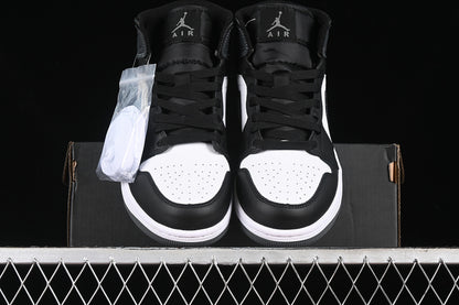 Nike Air Jordan 1 Mid White Iron Black Sneakers