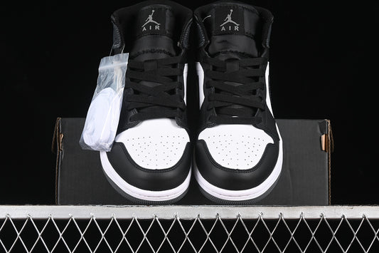 Nike Air Jordan 1 Mid White Iron Black Sneakers