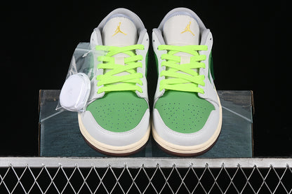 Nike Air Jordan 1 Low Phantom White Green Amber Brown Sole Sneakers