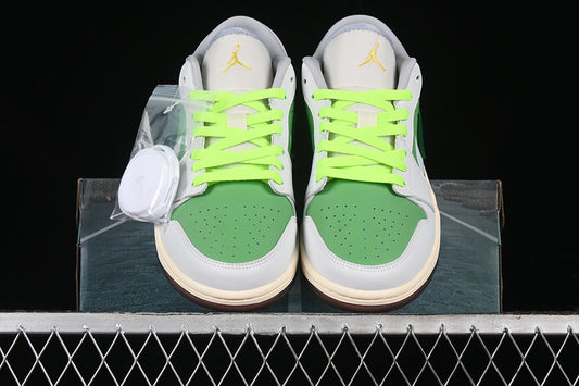 Nike Air Jordan 1 Low Phantom White Green Amber Brown Sole Sneakers