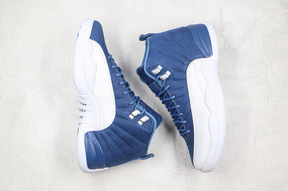 Nike Air Jordan 12 Retro Indigo Blue White Sneakers