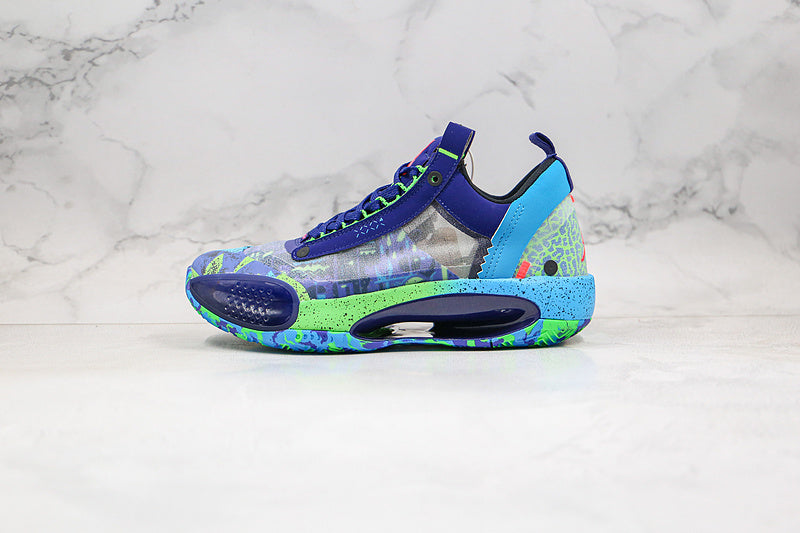Nike Air Jordan XXXIV 34 Low Eybl Regency Purple Blue Volt Zion Sneakers