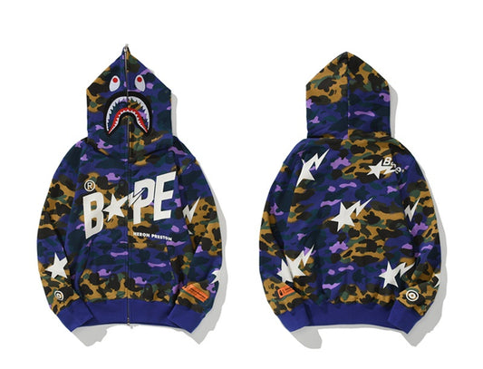 A Bathing Ape BAPE x HP Joint Edition Shark Head Star Camouflage Hoodie