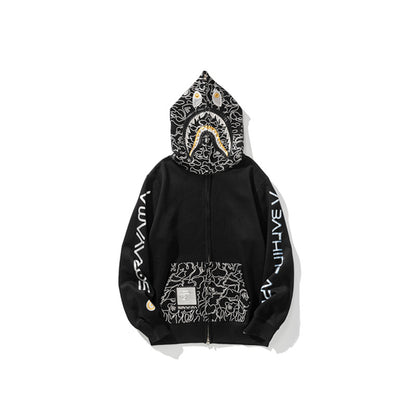 A Bathing Ape BAPE x SORAYAMA Shark Head Empty Mountain Base Joint Edition Black Hoodie