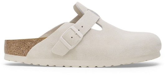 Birkenstock Boston 1027667 Soft Footbed Suede Leather Antique White Sandals