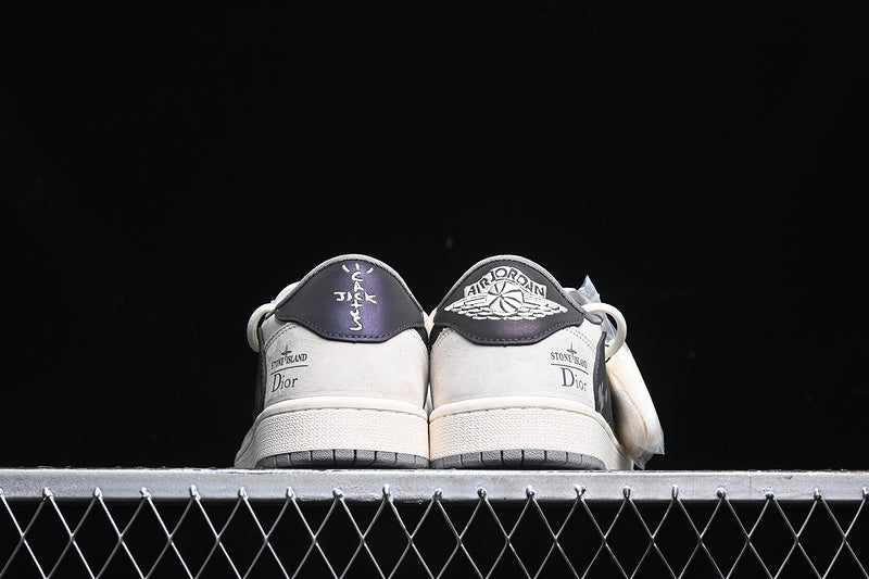 Travis Scott Fragment Design Nike Air Jordan 1 Low Dior OG SP White Black Grey Sneakers