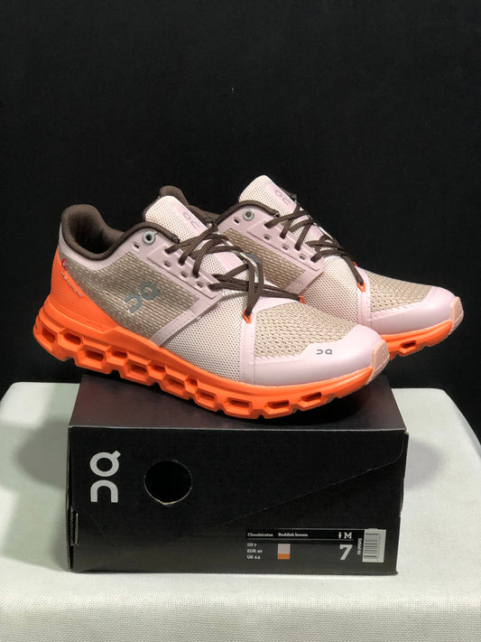 On Running Cloudstratus Shock-Absorbing And Breathable Running Shoes Reddish Brown