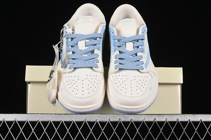 Nike Air Jordan 1 Low OG SP Off-White Travis Scott Fragment Design Light Blue Sole White Blue Sneakers