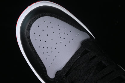Nike Air Jordan 1 Mid Black Cement Grey Fire Red Sole Sneakers