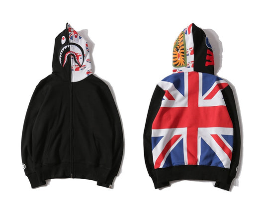 A Bathing Ape BAPE Shark Head English Union Jack Hoodie