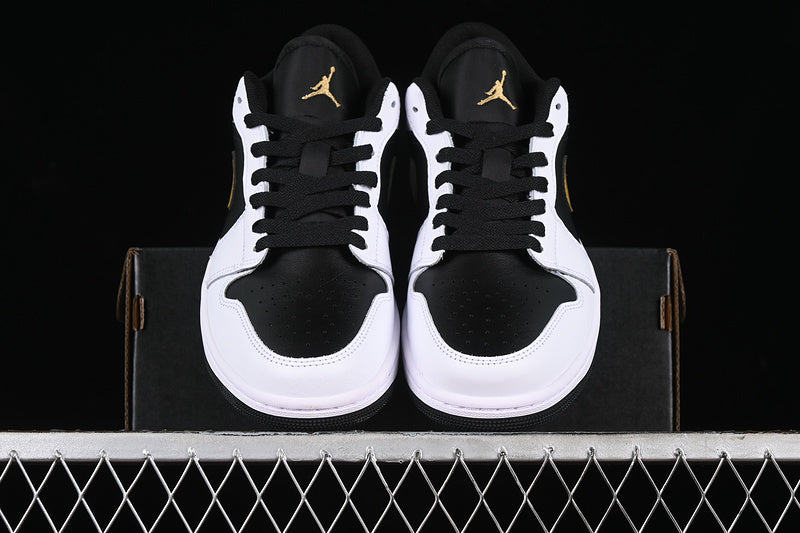 Nike Air Jordan 1 Low White Black Metallic Gold Sneakers