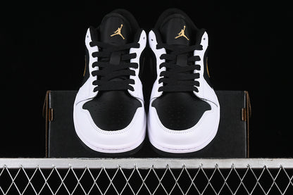 Nike Air Jordan 1 Low White Black Metallic Gold Sneakers